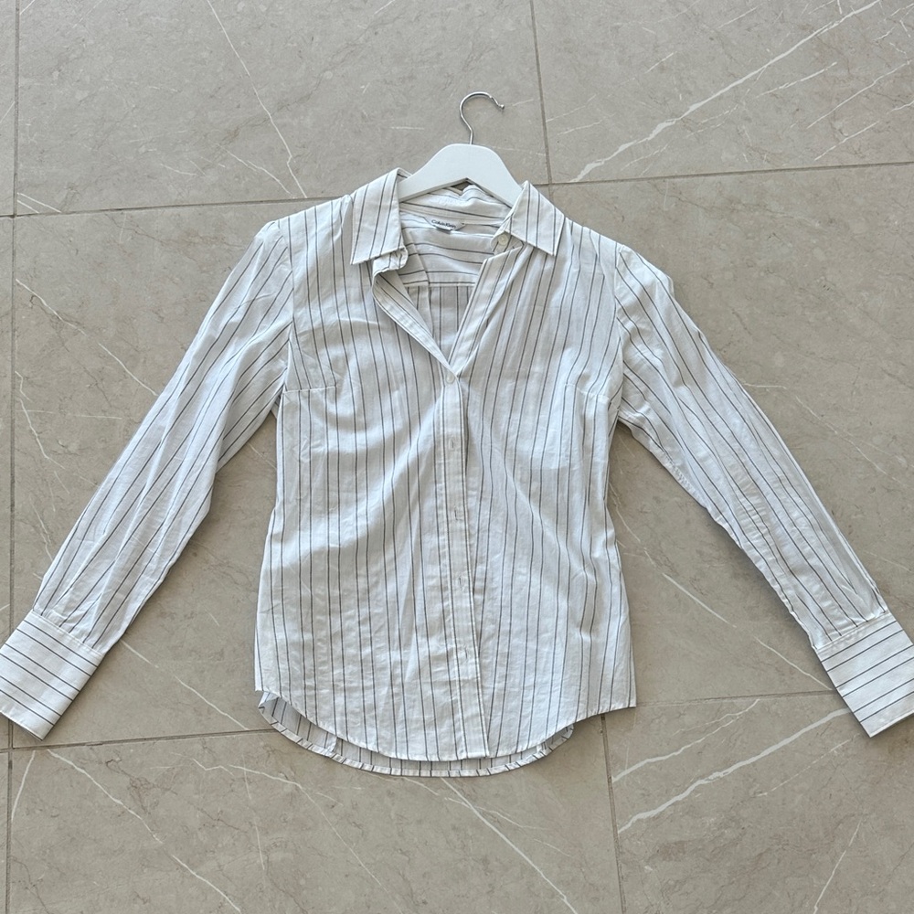 Striped White Button-Up Shirt